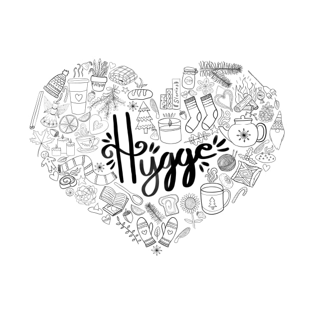 Hygge Heart - Black Line Art by EcoElsa