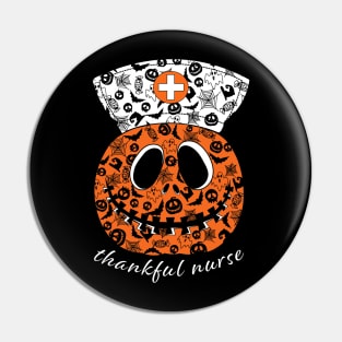 Thankful Nurse Halloween Ghost Pumpkin Thanksgiving Day Pin