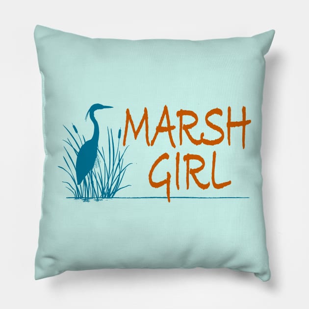 Marsh Girl (teal & tangerine) Pillow by MotiviTees