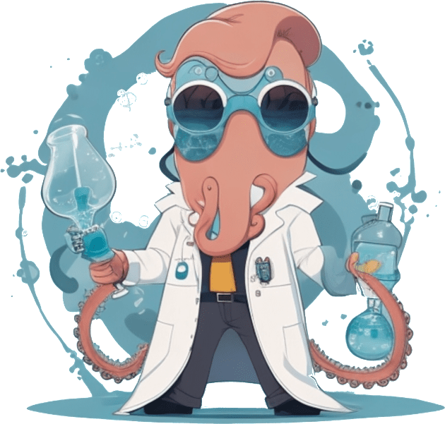 crazy scientist octopus Kids T-Shirt by Majkel&Majkel