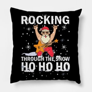 Rocking Through The Snow Santa Rocking Funny Ho Ho Ho Pun Pillow