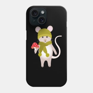 Woodland mouse with a mushroom Phone Case