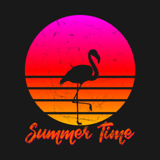 Summer-Time Flamingo Sunset Beach T-Shirt