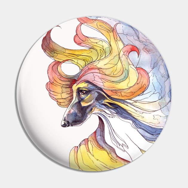 Afghan Hound Colour Fantasy Pin by chepea2