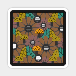 Autumn flowers, mushrooms and leaves Magnet