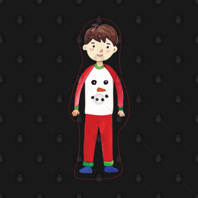 Boy with Christmas pajamas by holidaystore