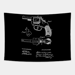 Revolving Fire Arm Vintage Patent Hand Drawing Tapestry