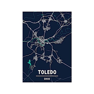 Toledo Blue Dark Color City Map T-Shirt