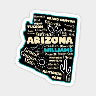 Arizona Williams map arizona state usa arizona tourism Williams tourism Magnet