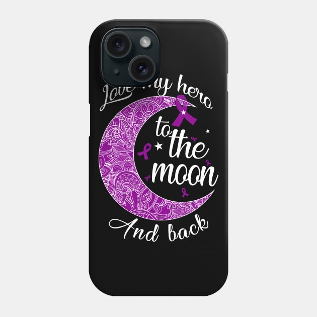 love pancreatic cancer hero to the moon Phone Case by TeesCircle