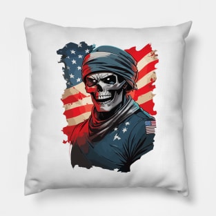 Skull Hero Soldier Wide Smile Pillow