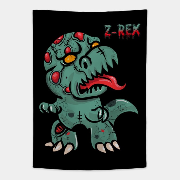 Zombie T Rex Z Rex Halloween Dinosaur Tapestry by E