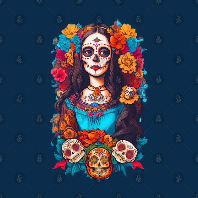 Sugar Skull Halloween, Dia de los Muertos by CatCoconut-Art