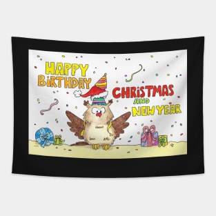 Happy Birthday, Christmas and New Year Tapestry