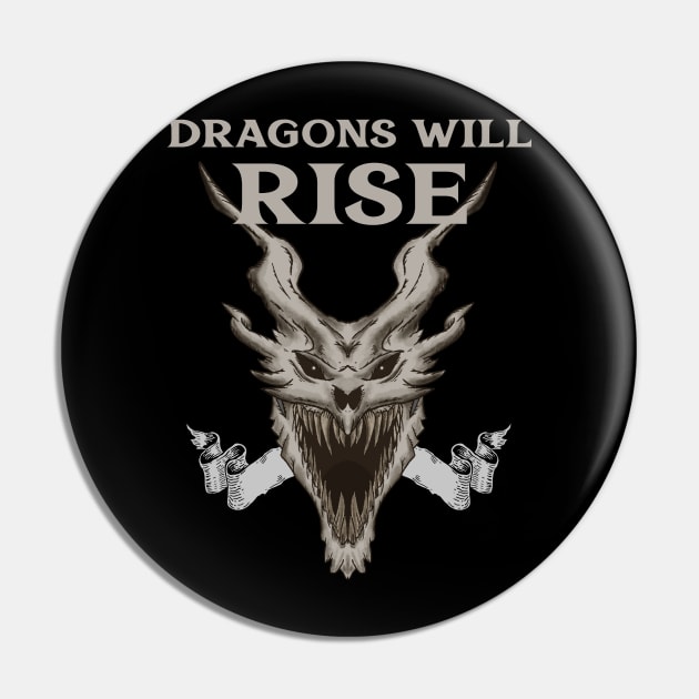Dragons Will Rise - Black Dragon Pin by PizzaZombieApparel