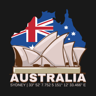 Australia Sydney GPS coordinates Opera House T-Shirt