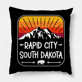 Rapid City South Dakota Vintage Mountain Sunset Pillow