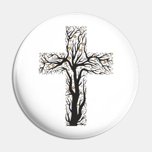 Christian Cross Tree Sticker Pin