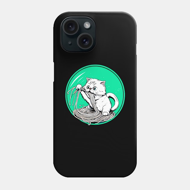 Cat Eating Spaghetti Phone Case by egoandrianooi9