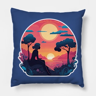 sunset  heart Pillow