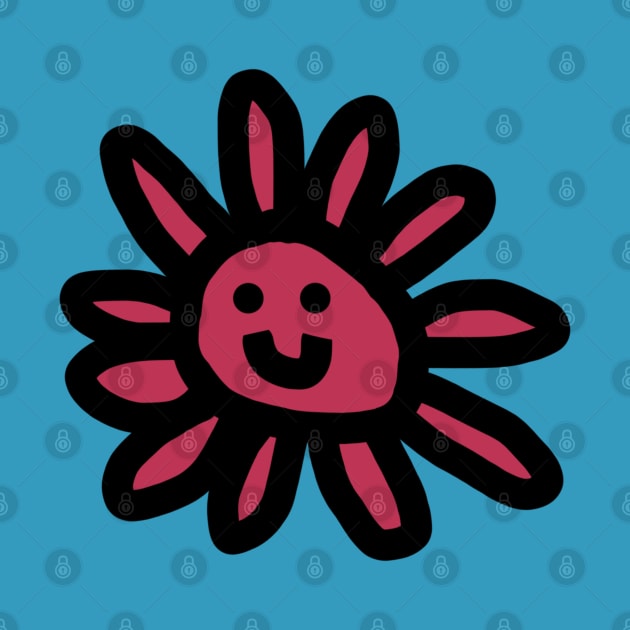 Daisy Flower Smiley Face Graphic Viva Magenta by ellenhenryart