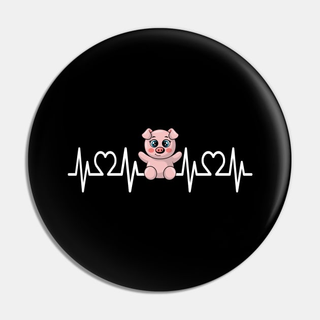 Heartbeat Pig I Kids I Cartoon Piggy Pin by Shirtjaeger