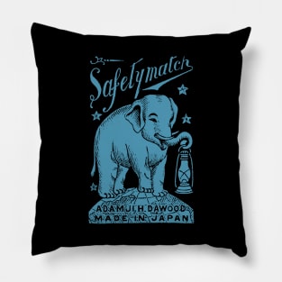 1910 Japanese Elephant Holding Lantern Pillow