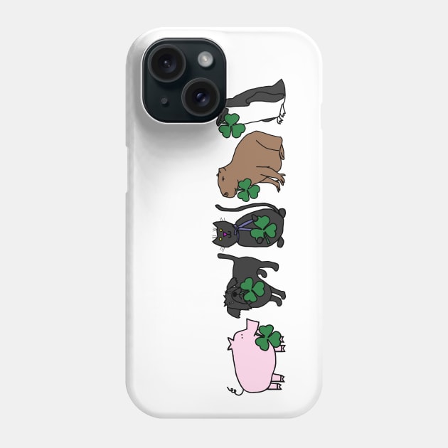 Five Animals Holding Shamrocks for St Patricks Day Phone Case by ellenhenryart