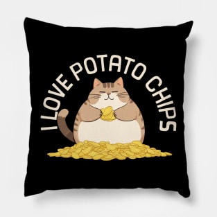 I Love Potato Chips Cat Pillow