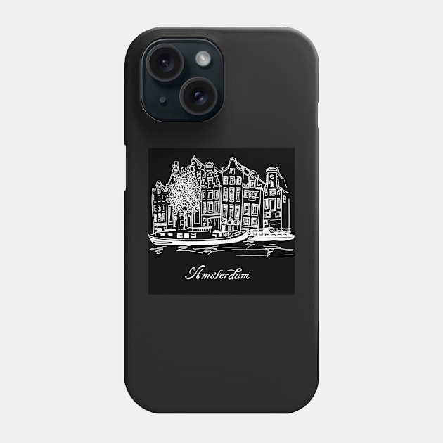 City view of Amsterdam canal Phone Case by kavalenkava