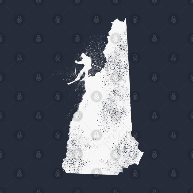 Ski New Hampshire Skier Distressed Illustration by HungryDinoDesign