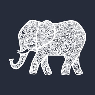 White zentangle elephant T-Shirt