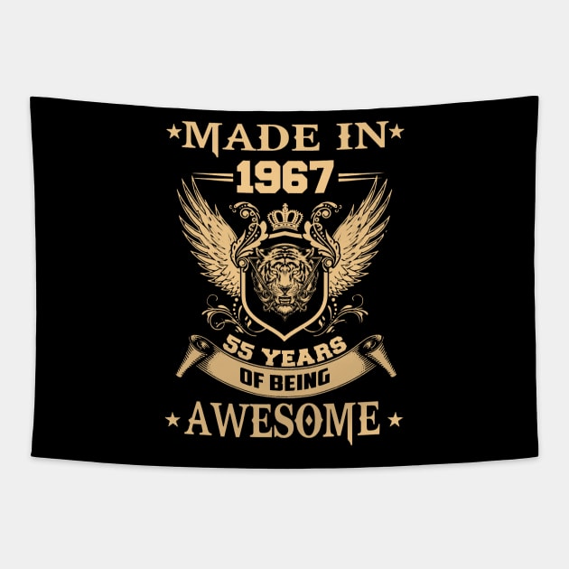 Made In 1967 55 Years Of Being Awesome Tapestry by Vladis