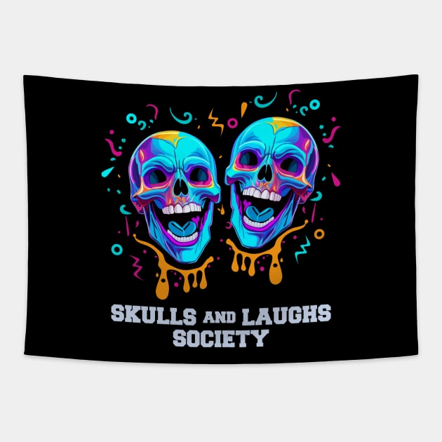 Skulls and Laughs Society Tapestry by RoeArtwork