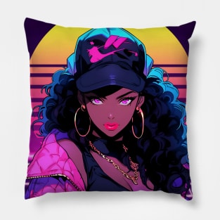 Retro Wave 80s Anime Girl - Anime Wallpaper Pillow