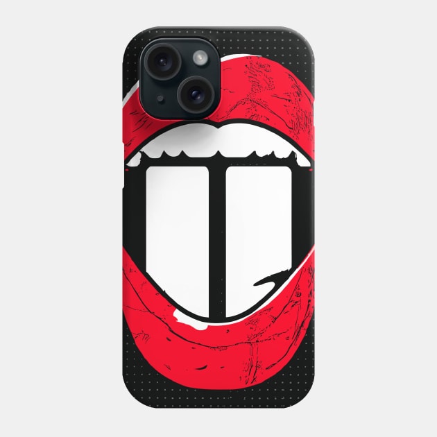 Red Lips White Tooth Phone Case by maxcode