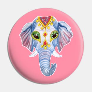 Cute Decorated Watercolor Elephant Pin