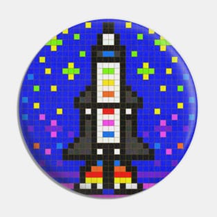 Rocket Ship Pixel Painting Pin