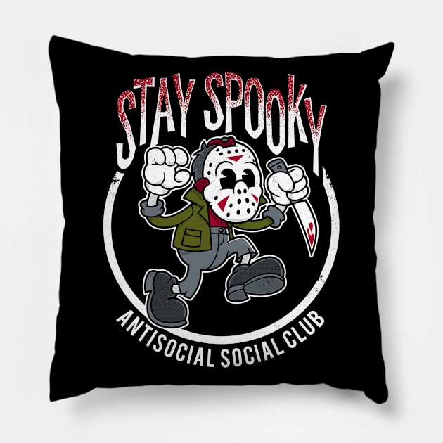 Stay Spooky - Vintage Cartoon Friday the 13th - Slasher Movie Pillow by Nemons