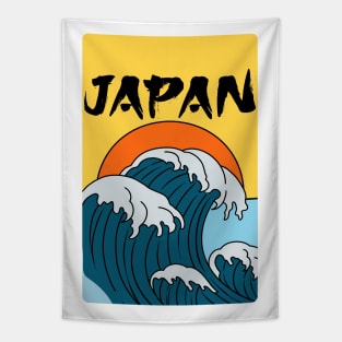 Japanese artwork design, japanese wave, hokusai art, tsunami, japanese culture art, classic japanese art, great wave of kanagawa Tapestry