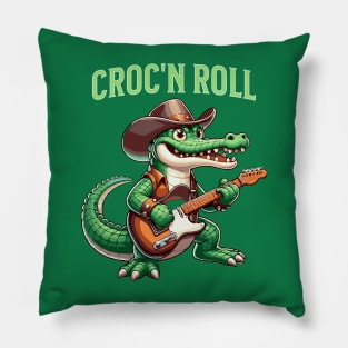 Funny Croc'n Roll Crocodile with Guitar Pillow