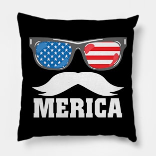 MERICA Mustache Pillow