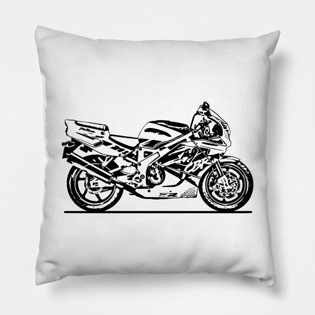 CBR900RR Fireblade Motorcycle Sketch Art Pillow by DemangDesign