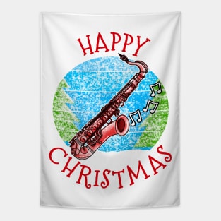 Christmas Saxophone Saxophonist Jazz Musician Xmas 2022 Tapestry