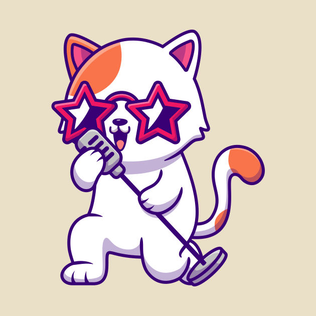 Cute Cat Singing With Microphone by Catalyst Labs