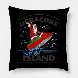 Ocracoke Island, NC Christmas Vacationing Waterskiing Santa Pillow