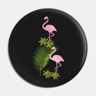 Flamingo and palm leaves Pin