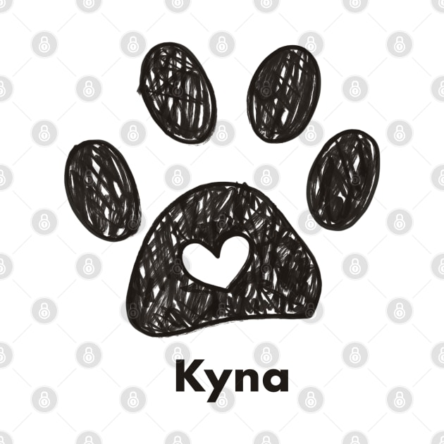 Kyna name made of hand drawn paw prints by GULSENGUNEL