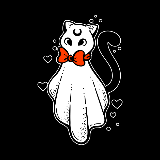 Cat in a ghost costume by My Happy-Design