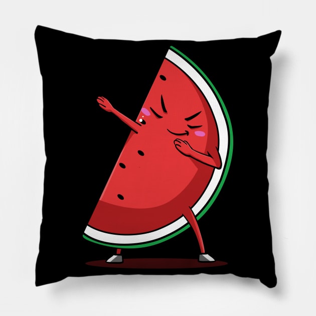 Dabbing Red Melon Dab Funny Dancing Fruit Pillow by Dustwear Design